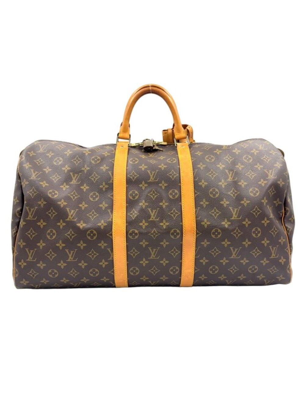 Louis Vuitton Keepall 55 Monogram Leather Brown Light Boston Bag Gold - Picture 1 of 15